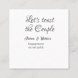 Carte De Visite Carré Trinquons au nom de la fête d'engagement du couple