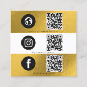 Carte De Visite Carré Triple Icon & QR Code Entreprise Social Media Gold (Devant)