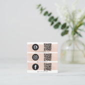Carte De Visite Carré Triple Icon QR Code Social Media Blush Pink (Debout devant)