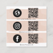 Carte De Visite Carré Triple Icon QR Code Social Media Blush Pink (Devant)