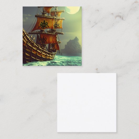 Carte De Visite Carré Triptyque Whimsical Pirate Ship (Devant / Derrière)