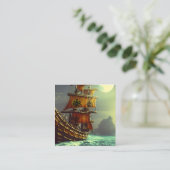 Carte De Visite Carré Triptyque Whimsical Pirate Ship (Debout devant)