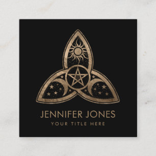 Carte De Visite Carré Triquetra Triple Moon Ornement avec Pentagramme