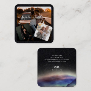 Carte De Visite Carré Trois Photos Premium Noir et Blanc Signature