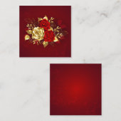 Carte De Visite Carré Trois Roses de bijoux (Devant / Derrière)