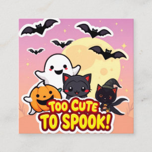 Carte De Visite Carré Trop mignon À Parler - Kawaii Halloween Ghost