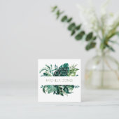 Carte De Visite Carré Tropic Tropic Green Designer Feuille (Debout devant)