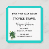 Carte De Visite Carré Tropical Beach Chaise Lounge Sur Sable Blanc (Dos)