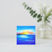 Carte De Visite Carré Tropical Beach QR code Yoga Instructeur (Debout devant)