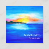 Carte De Visite Carré Tropical Beach QR code Yoga Instructeur (Devant)