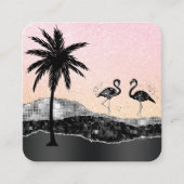 Carte De Visite Carré *~* Tropical Crystal Agate Palm Tree Flamant rose (Devant)