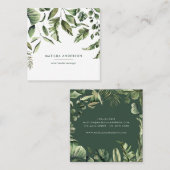 Carte De Visite Carré Tropical moderne de feuillage botanique (Devant / Derrière)