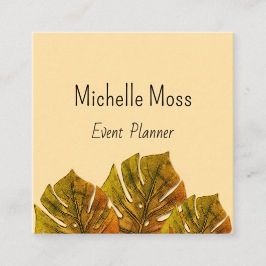 Carte De Visite Carré Tropical Monstara Palm Feuilles Planificateur d'év (Devant)