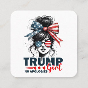 Carte De Visite Carré Trump Girl Pas d'excuses Messy Bun Lunettes de sol
