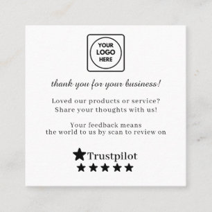 Carte De Visite Carré Trustpilot QR Lien de retour personnalisé pour l