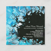 Carte De Visite Carré *~* Turquoise Black Mariage Beauty Abstrait (Dos)