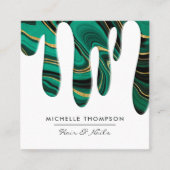 Carte De Visite Carré Turquoise et Gold Agate Driving (Devant)