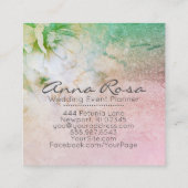Carte De Visite Carré Turquoise florale céleste d'aquarelle de parties (Dos)