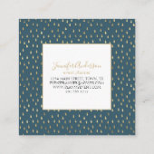 Carte De Visite Carré Turquoise Green Gold Raindrop Moderne Monogramme t (Dos)