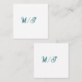 Carte De Visite Carré Turquoise monogram wedding couple name simple styl (Devant / Derrière)