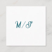 Carte De Visite Carré Turquoise monogram wedding couple name simple styl (Dos)