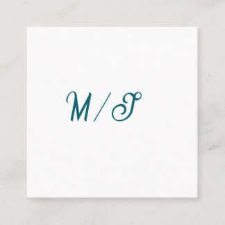Carte De Visite Carré Turquoise monogram wedding couple name simple styl
