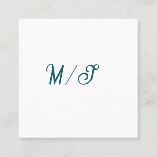 Carte De Visite Carré Turquoise monogram wedding couple name simple styl (Devant)