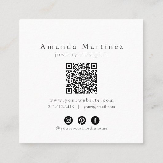 Carte De Visite Carré Turquoise Ocean Sandy Beach Handmade Jewelry QR (Dos)