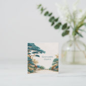 Carte De Visite Carré Turquoise Pine Tree Desert Landscape Artistic (Debout devant)