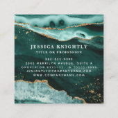 Carte De Visite Carré Turquoise Turquoise Agate Gold Parties scintillant (Dos)