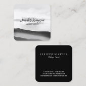 Carte De Visite Carré Typographie Abstraite moderne noir et blanc (Devant / Derrière)