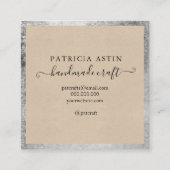 Carte De Visite Carré Typographie d'amour artisanale argent (Dos)