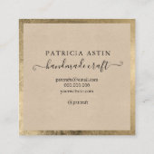 Carte De Visite Carré Typographie d'amour artisanale logo rustique or kr (Dos)