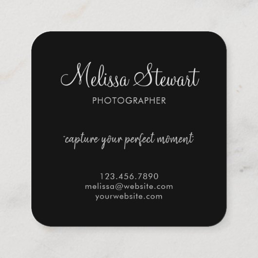 Carte De Visite Carré Typographie de script moderne (Dos)