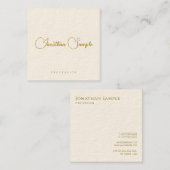 Carte De Visite Carré Typographie dorée Modèle moderne professionnel (Devant / Derrière)