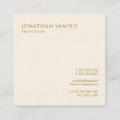 Carte De Visite Carré Typographie dorée Modèle moderne professionnel (Dos)