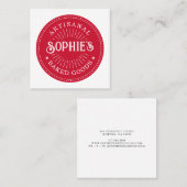 Carte De Visite Carré Typographie du chef pâtissier boulanger (Devant / Derrière)