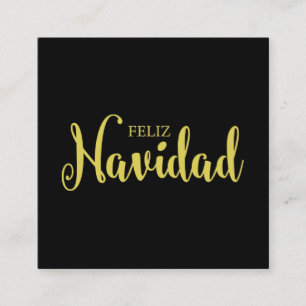 Carte De Visite Carré Typographie en espagnol Joyeux Noël sur Noir