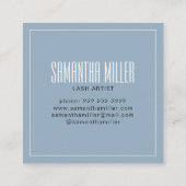 Carte De Visite Carré Typographie fine du bleu moderne (Dos)