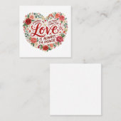 Carte De Visite Carré Typographie florale en forme de cœur (Devant / Derrière)