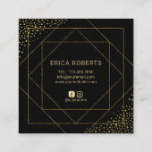 Carte De Visite Carré Typographie maquillage moderne Noir & Or (Dos)