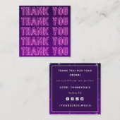 Carte De Visite Carré Typographie Merci rose et violet Cool texte (Devant / Derrière)