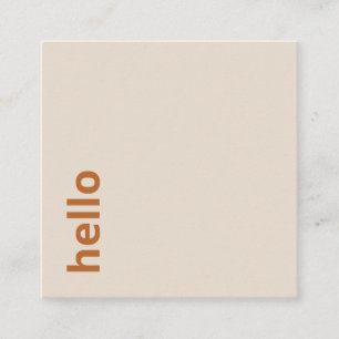 Carte De Visite Carré Typographie minimaliste du bonjour beige orange cl