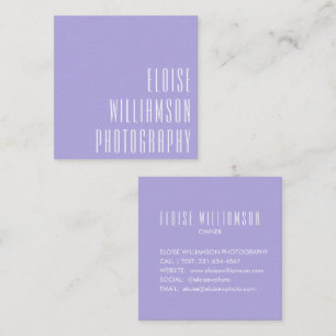 Carte De Visite Carré Typographie moderne audacieuse lavande violet lila