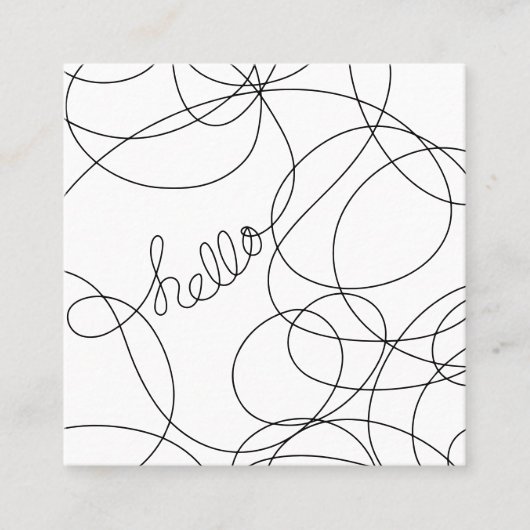 Carte De Visite Carré Typographie moderne de script hello noir et blanc (Devant)