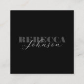 Carte De Visite Carré Typographie moderne Gras Script Minimal Noir Blanc (Devant)