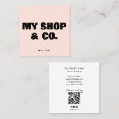 Carte De Visite Carré Typographie noire moderne Gras Code QR (Devant / Derrière)