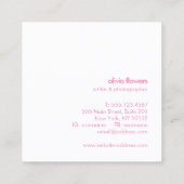 Carte De Visite Carré Typographie rose simple moderne Nom (Dos)