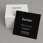 Carte De Visite Carré Typographie simple coiffeur noir et blanc