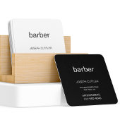 Carte De Visite Carré Typographie simple coiffeur noir et blanc